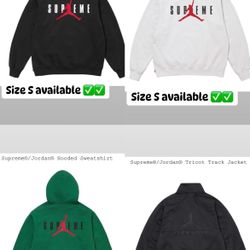 Supreme X Jordan FW24 Week 7 Hooded Sweatshirt, Sweatpants, Tricot Track Pant & Jacket, Polartec Reversible Sherling