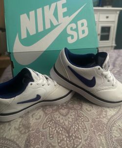 Nike SB Check Canvas (PS) Sneakers – Size 11C – White/Deep Royal Blue
