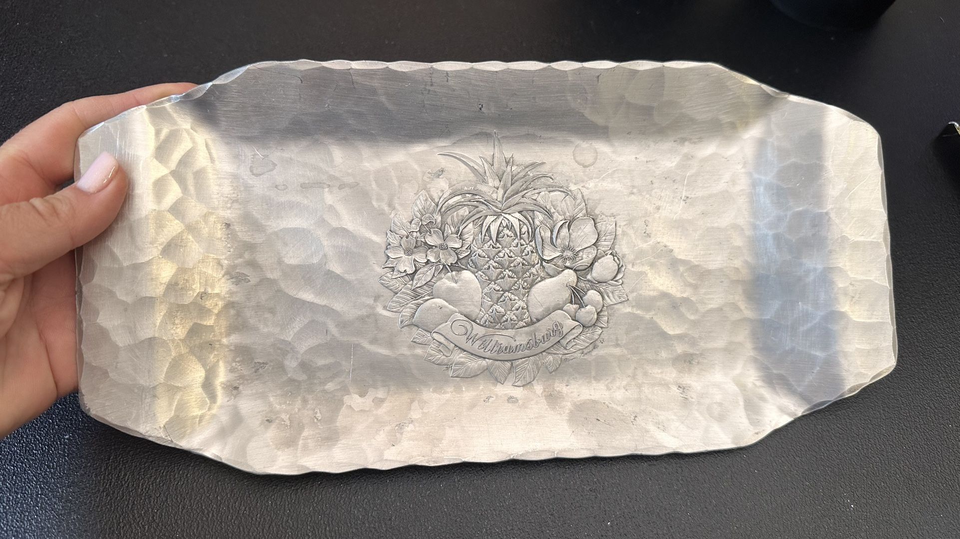 Engraved Antique aluminum Tray