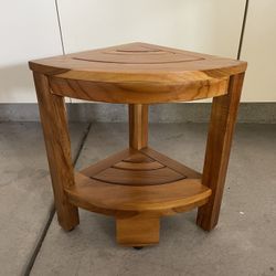 Teak Corner Bench with Shelf