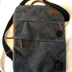 DOMISO 13.3 Inch Waterproof Laptop Sleeve Canvas with USB Charging Port Headphone Hole for 13-13.3 Inch Laptops/MacBook Pro Retina/Dell Inspiron 13 XP