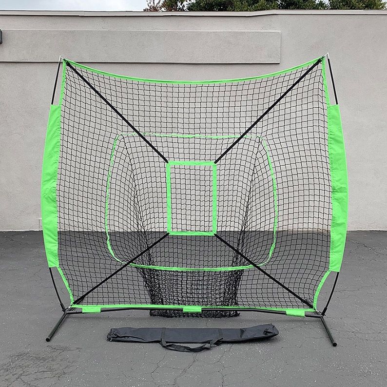 New in box $55 Baseball & Softball Practice Hitting & Pitching 7x7’ Net with Bow Frame, Carry Bag