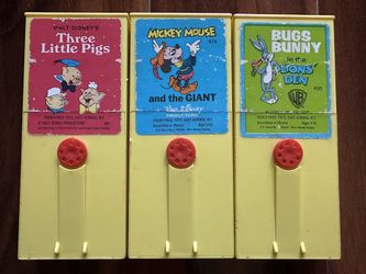 Lot of three Vintage Fisher Price Movie Viewer Cartridges Mickey, Bugs, Pigs