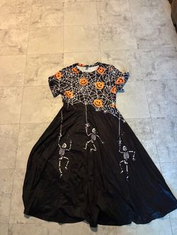 Halloween Skater Dress Pumpkins Skeletons