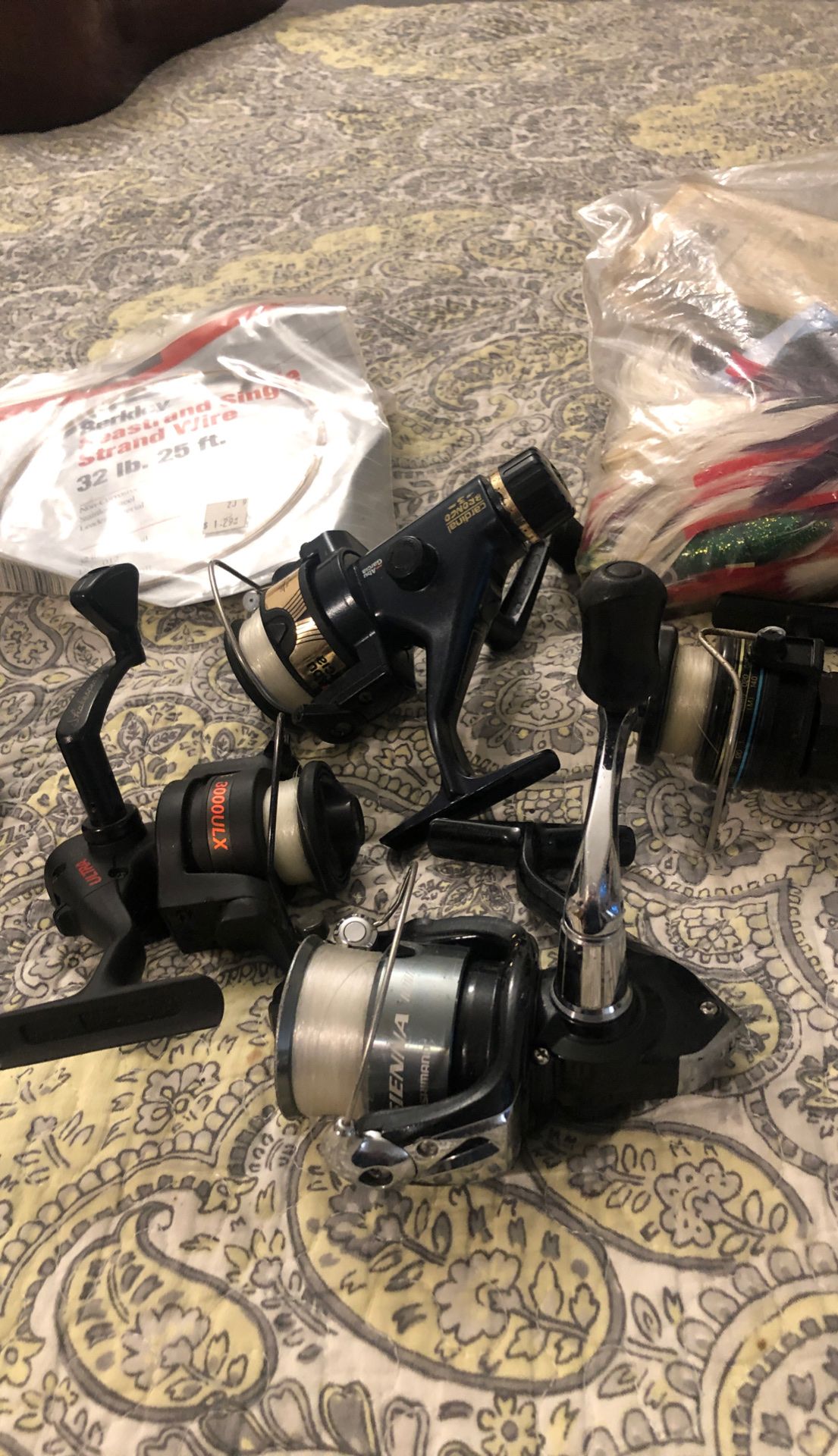 Reels rods, lures, weights, line, etc. .