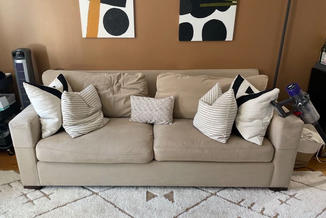 Beige, Crate & Barrel Sleeper Sofa
