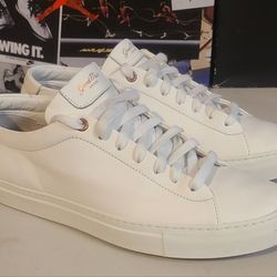 Good Man Brand Edge White Lo Top Sneaker Mono Nappa Leather Lace Men's Size 8