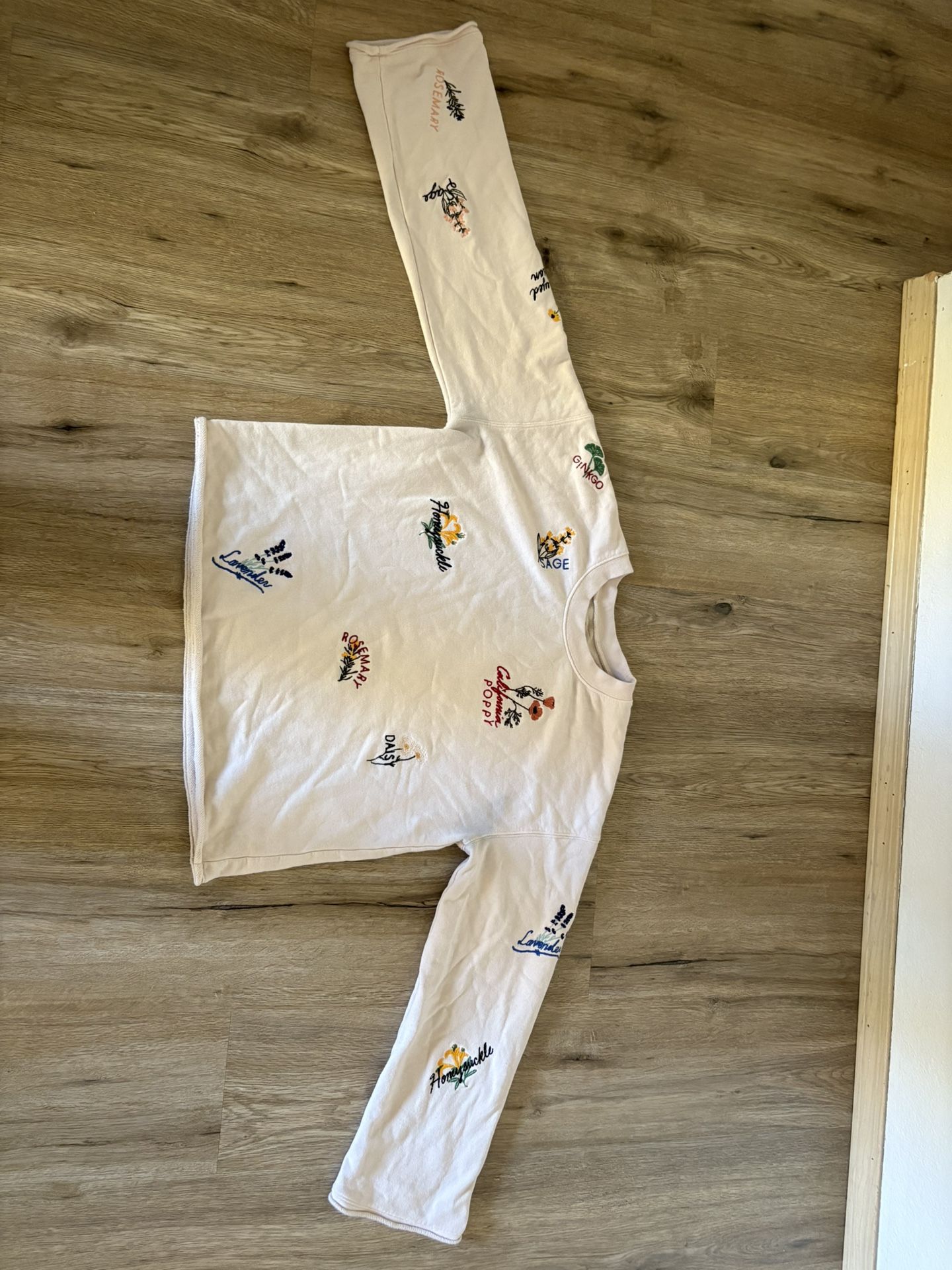 Madewell Botanical Embroidered Bell-Sleeve Sweatshirt