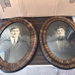 Antique Oval Bubble Glass Frames