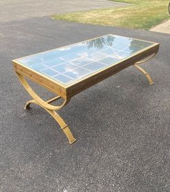 Glass top metal table