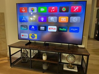 WOOD AND METAL TV STAND (TV IN SEPARATE LISTING) STAND IS 55” LONG RETAIL: $100