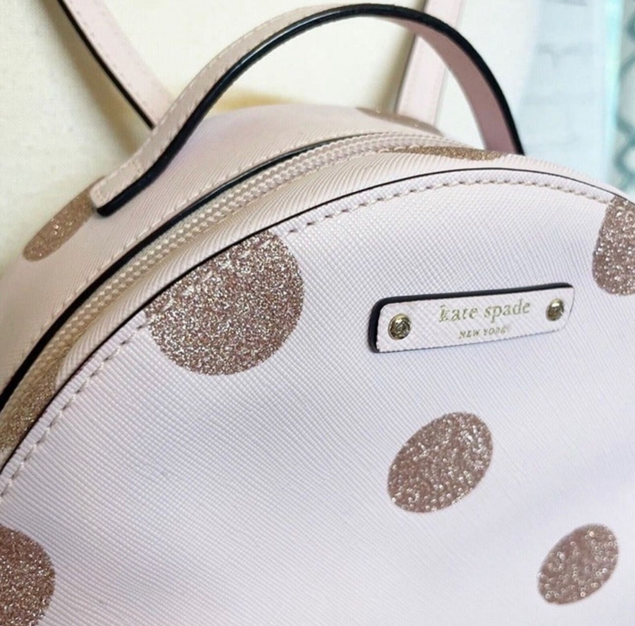 Kate Spade Haven Lane Sammi Backpack WKRU4790 Pink Glitter Dot Coated Canvas Kate Spade Haven Lane Sammi Backpack WKRU4790 Pink Glitter  main image 4