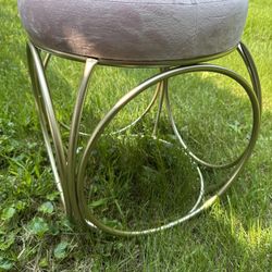 Velvet Pink And Gold Stool