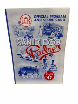 San Diego Padres Official Program And Scorecard Lane Field Season Of 1947