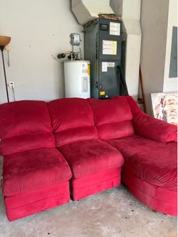 Small red couch sectional