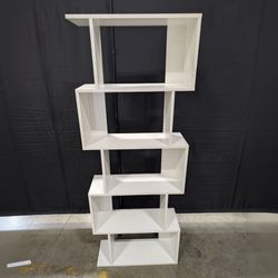 Modern White Geometric Open Shelf Bookcase Display Unit