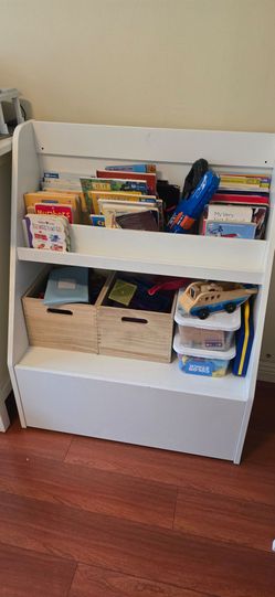 White Kids Bookshelf with Storage Shelf