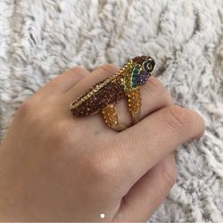 Vintage Sparkly Colorful Reptile Ring 🦎🤎💚💜