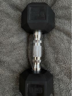 15 lb rubber hex dumbbell