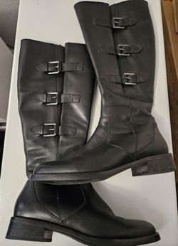 Ecco Hobart  Buckle Riding Boot Black Leather size 39