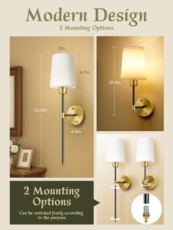 Different color Battery Operated Wall Sconces Set of 2, Bronze Cordless Wall Lights with Rechargeable Magnetic Bulbs and Remote, Dimmable & 15 RGB Col
