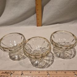 Vintage Optic Design, Dessert, Sherbet, Ice Cream  Pedestal Dishes, Lot Of 3