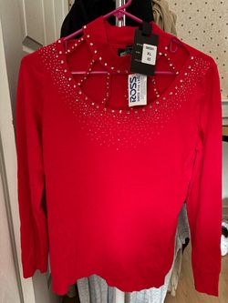 Brand new Red Embellished Cutout Sweater XL