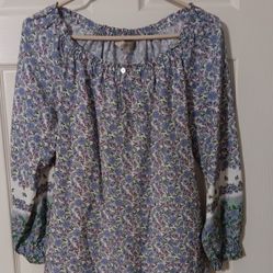 Colorful Floral Blouse Loft Brand