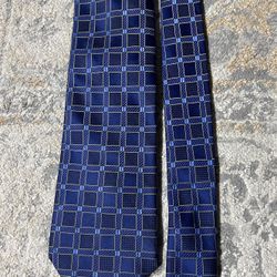 Henry Jacobson Men's Tie Blue Geometric 100% Silk