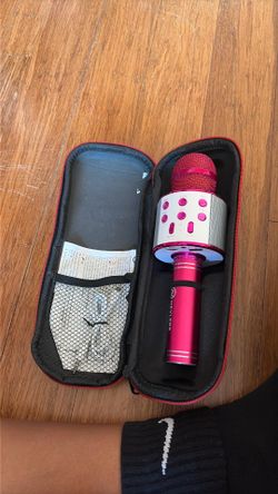 pink chrome, Bluetooth microphone with case
