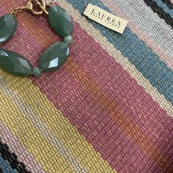 Vintage Lauren Ralph Lauren Dyed Stone Quartz Faceted Bead Bracelet Toggle NWT