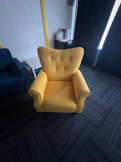 Mustard Yellow Tufted Wingback Accent Chairs — Set of 2, Great Condition