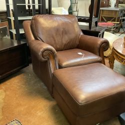 Leather And Chair Ottoman 