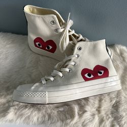 Converse X Comme Des Garçons Play Allstar Chuck ‘70 Ox White High Top Sneakers