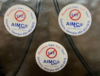 (3)Aimco Nitrogen Spray Systems “Breathing Can Kill You!” Pinback Buttons 2.25”