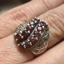 Sterling Silver Marquisette Ring Garnet