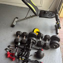  Moving Sale – Full Home Gym Set – Bench, Dumbbells & Weights
