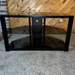Heavy Black Glass Media Stand 