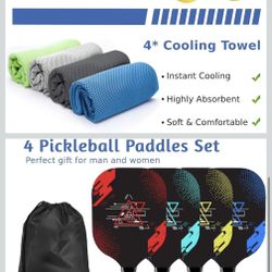 Pickleball Set with 4 Towels And 4 Balls New Open Box