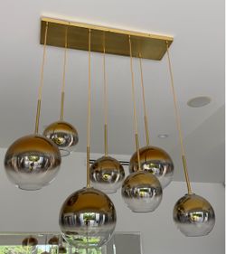 Modern Multi-Globe Pendant Chandelier Brass Finish