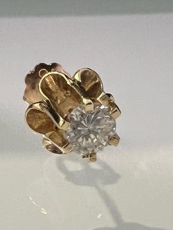 💎 14KT Yellow Gold 0.30 Natural Round Single Diamond Stud, G Color