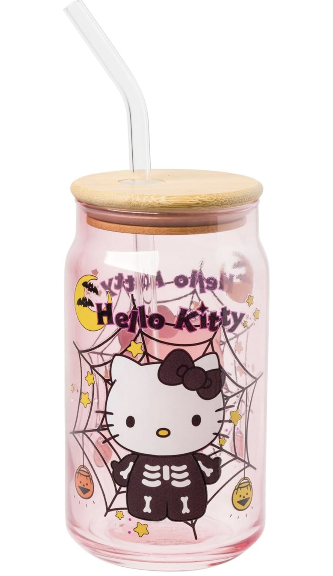 Hello Kitty Glass Tumbler With Lid Halloween Edition