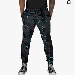 Unisex 3D Digital Print Sports Jogger Pants Casual Graphic Trousers Sweatpants with Drawstring 2XL Brand New 
