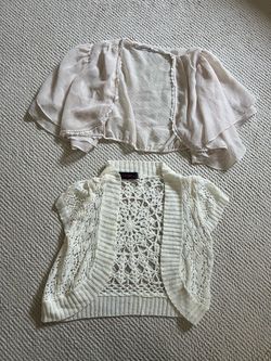 Two White Cropped Shrug Tops Bundle