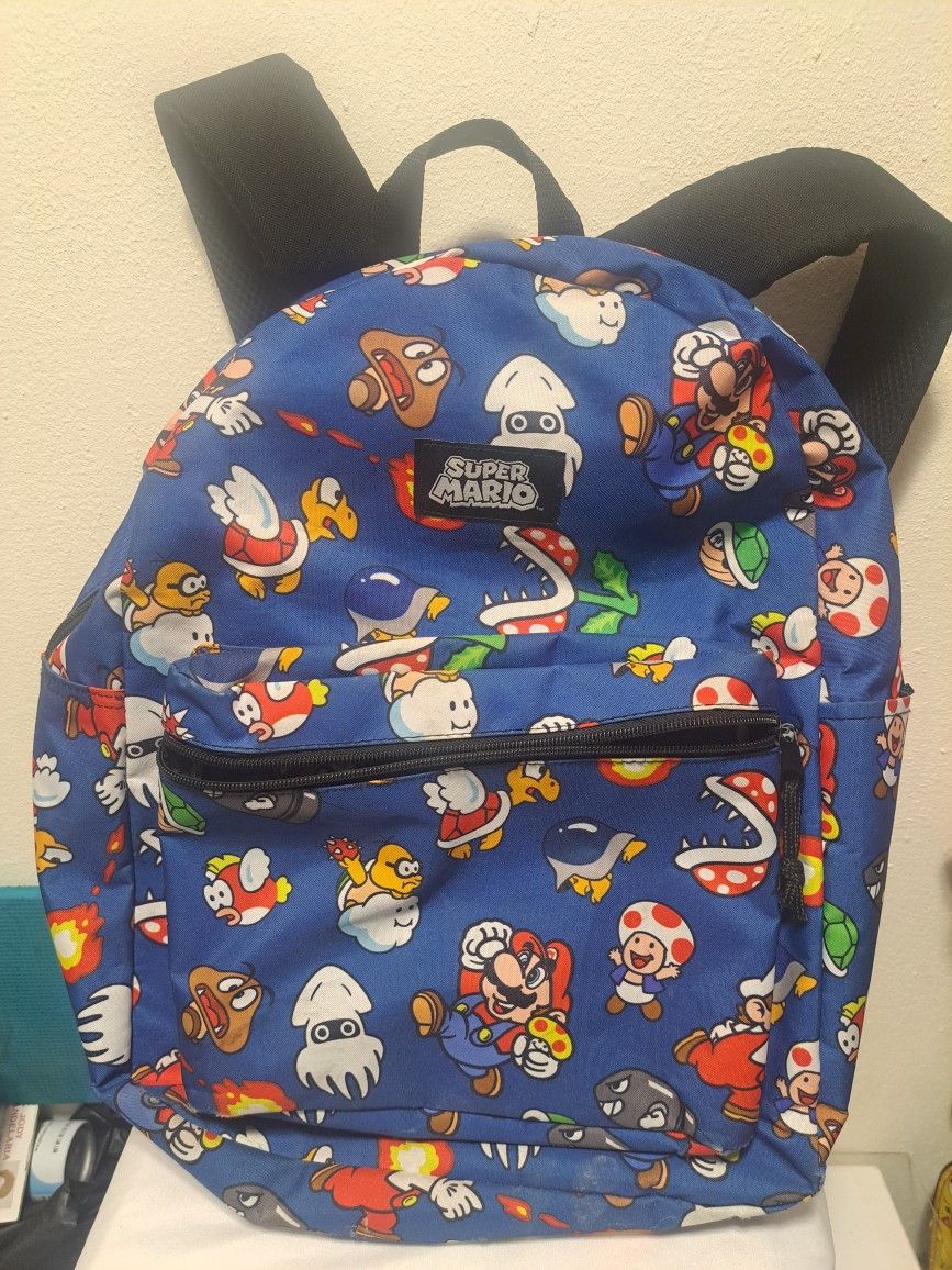 Nintendo Super Mario 16" All-Over Comic Print Backpack - Blue