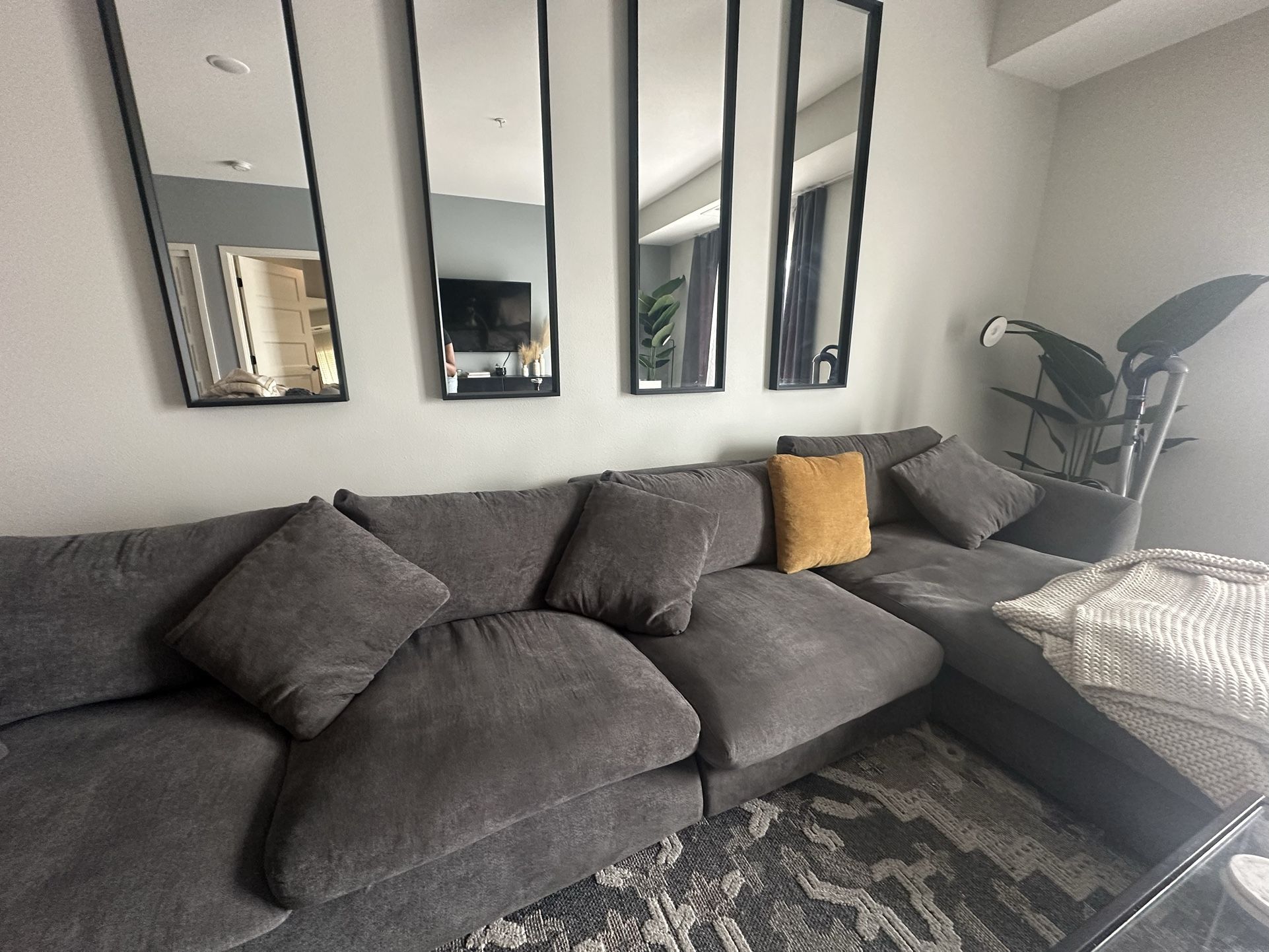 Gently Used - 142” Feather- Filled Sectional