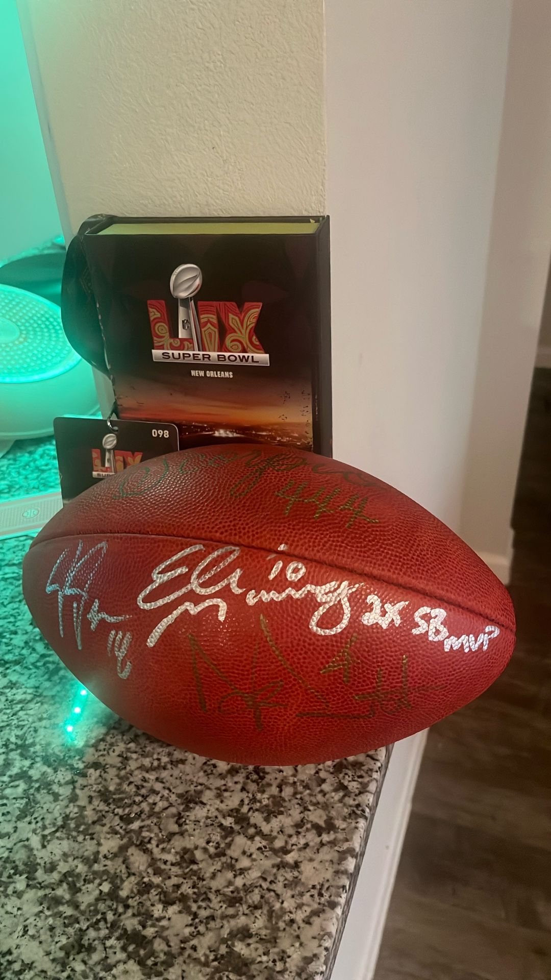Justin Jefferson, Dak Prescott, Eli Manning Autographed “THE DUKE” Super Bowl Football