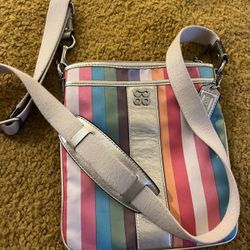 Coach Multicolor Satin Striped crossbody bag.
