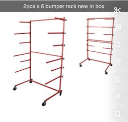 Pro-Tek EQ-300BR Adjustable Bumper Rack, 6-Bumper Capacity, Durable Powder-Coat Finish, Locking Wheels