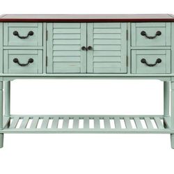45in Green Wood Console 